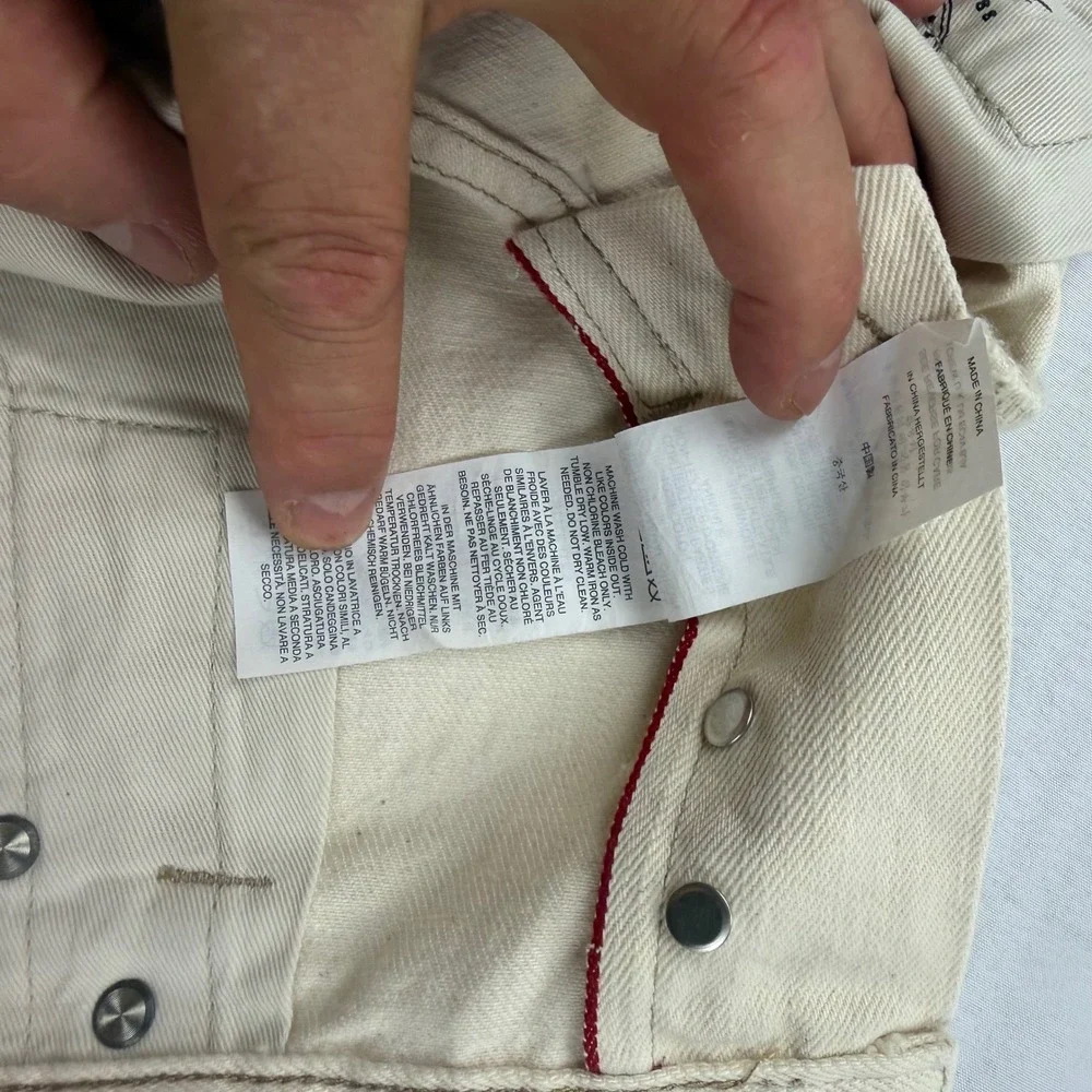 J.Crew 484 Slim Fit Selvedge Jeans Mens 28x30 Cream Off-White Extra Narrow Leg